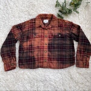 American Eagle Upcycled Plaid Tie Dye Button Up Shirt